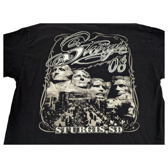 Sturgis Bike Week 2008 T‎ Shirt Sz 3XL Black S/S Black Hills Double Biker Tee - Picture 6 of 10